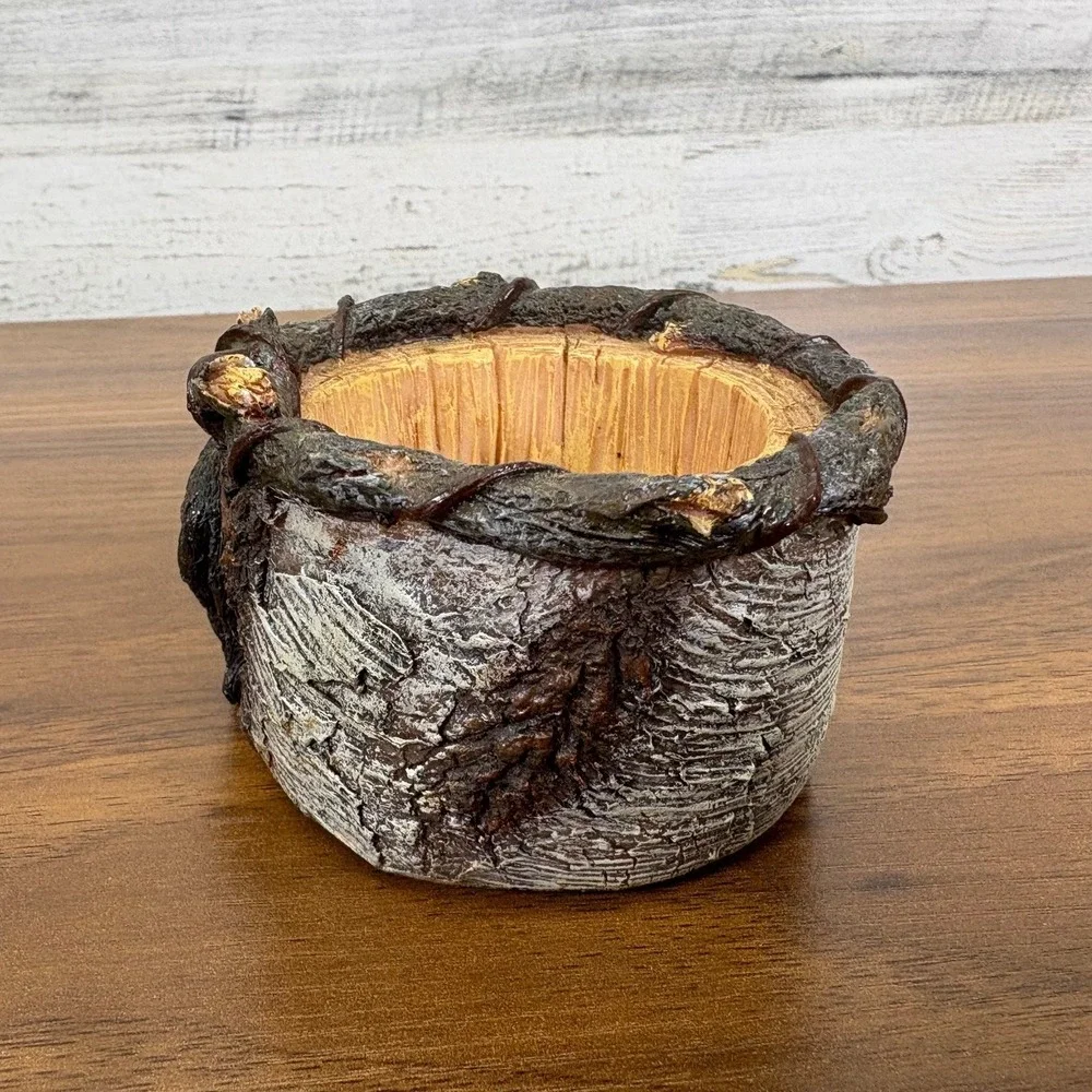 Serene Cabin Black Bear Resin Votive‎ Tea Light Candle Holder